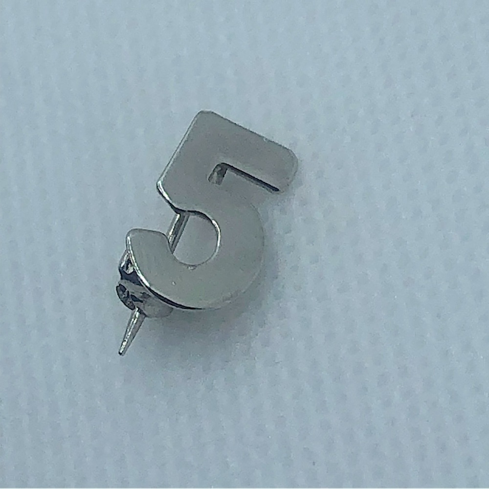 𝅺vintage Sterling Silver Number 5 Mini Brooch Pin 5th Anniversary Birthday .5”